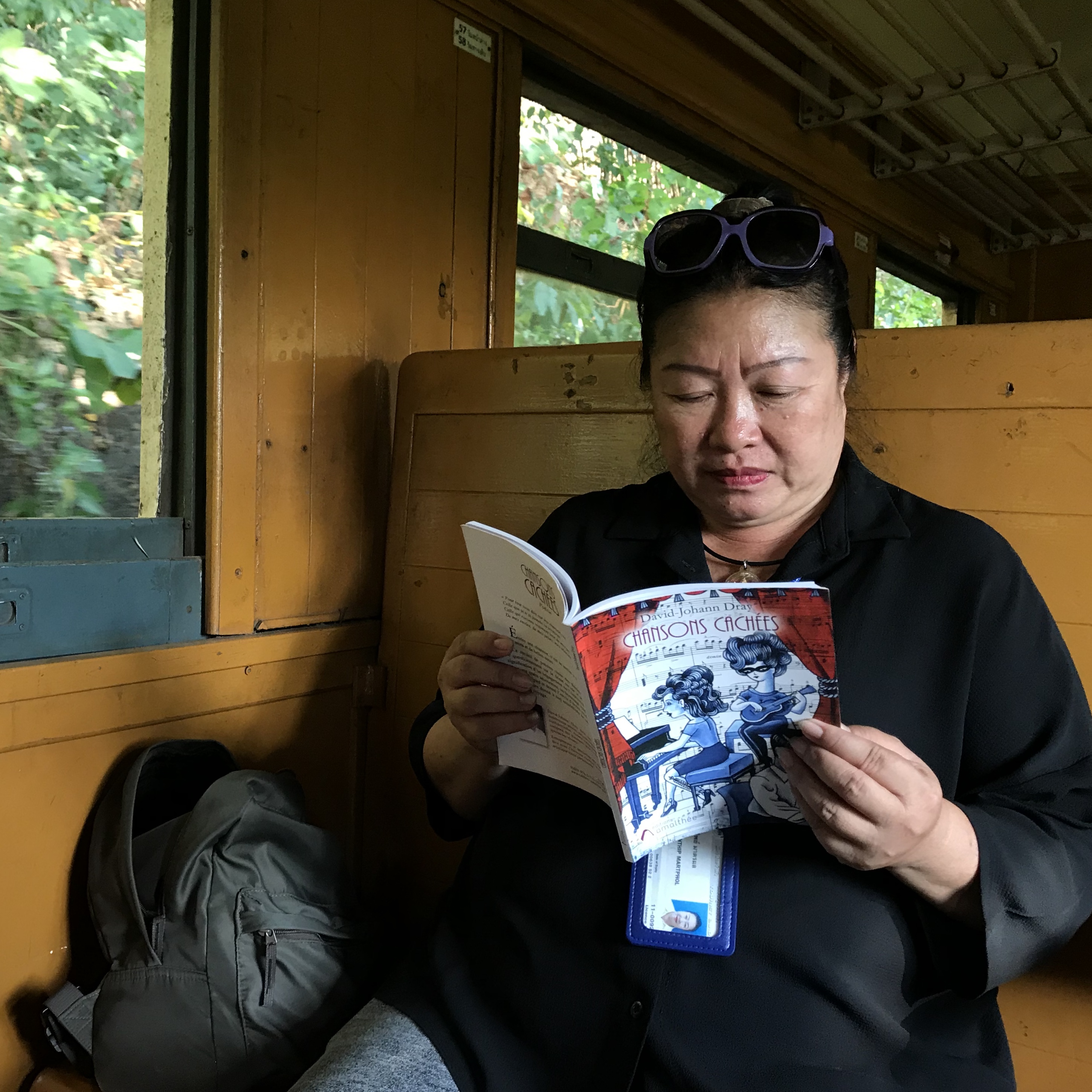 Dans un train au dessus du Pont de la Rivière Kwaï